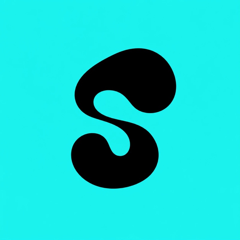 Smooth app icon: a black S on cyan